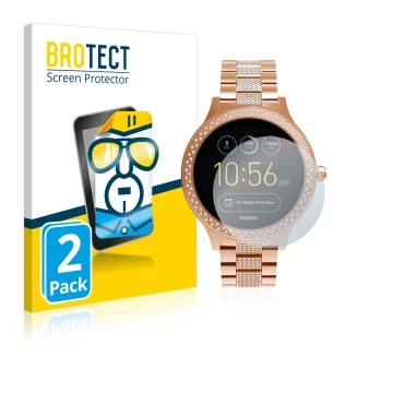 Face avant d’un emballage produit avec le logo de la marque BROTECT. À côté, l’appareil Fossil Q Venture est représenté avec l