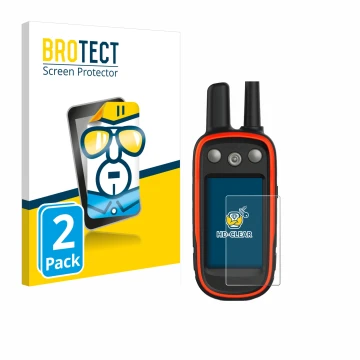 Face avant d’un emballage produit avec le logo de la marque BROTECT. À côté, l’appareil Garmin Atemos 100 est représenté avec 