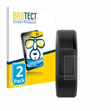 Face avant d’un emballage produit avec le logo de la marque BROTECT. À côté, l’appareil Garmin Vivosport est représenté avec l