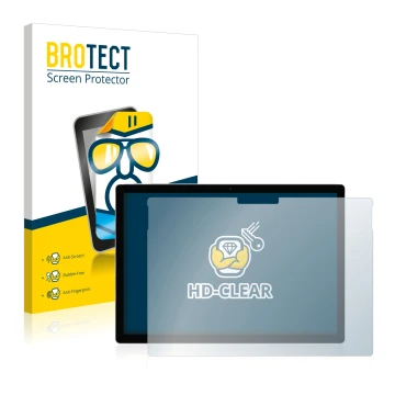 Face avant d’un emballage produit avec le logo de la marque BROTECT. À côté, l’appareil Microsoft Surface Book 2 13.5