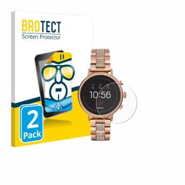 Face avant d’un emballage produit avec le logo de la marque BROTECT. À côté, l’appareil Fossil Q Venture HR (4.Gen) est représ