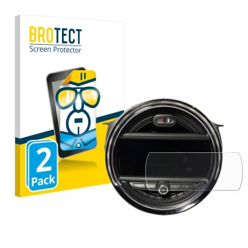 Face avant d’un emballage produit avec le logo de la marque BROTECT. À côté, l’appareil Mini Cooper F56 (8.8