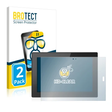 Face avant d’un emballage produit avec le logo de la marque BROTECT. À côté, l’appareil Lenovo Tablet 10 (3ème Gen.) est repré