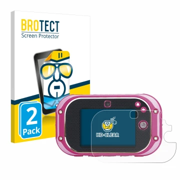 Face avant d’un emballage produit avec le logo de la marque BROTECT. À côté, l’appareil Vtech Kidizoom Touch 5.0 2018 est repr