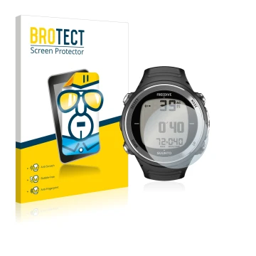 Face avant d’un emballage produit avec le logo de la marque BROTECT. À côté, l’appareil Suunto D4F est représenté avec la prot