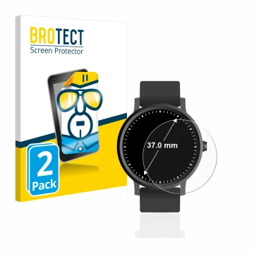 Face avant d’un emballage produit avec le logo de la marque BROTECT. À côté, l’appareil Circulaire Displays (ø: 37 mm) est rep