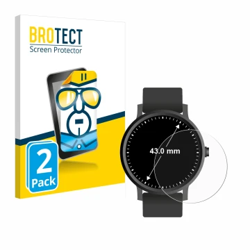 Face avant d’un emballage produit avec le logo de la marque BROTECT. À côté, l’appareil Circulaire Displays (ø: 43 mm) est rep
