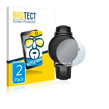 Face avant d’un emballage produit avec le logo de la marque BROTECT. À côté, l’appareil Alienwork IK Montre (36 mm) est représ