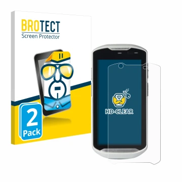 Face avant d’un emballage produit avec le logo de la marque BROTECT. À côté, l’appareil Zebra TC52-HC est représenté avec la p