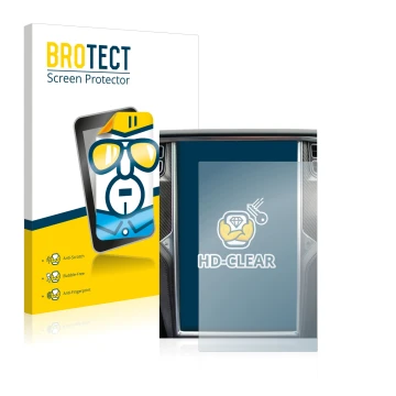 Face avant d’un emballage produit avec le logo de la marque BROTECT. À côté, l’appareil Tesla Model X est représenté avec la p