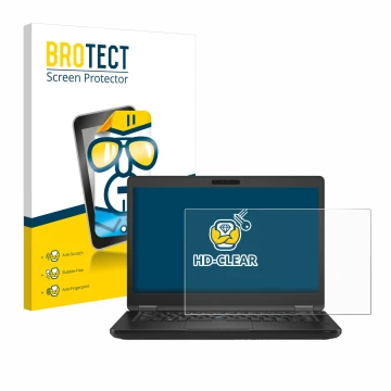 Face avant d’un emballage produit avec le logo de la marque BROTECT. À côté, l’appareil Dell Latitude 5490 Non-Touch est repré