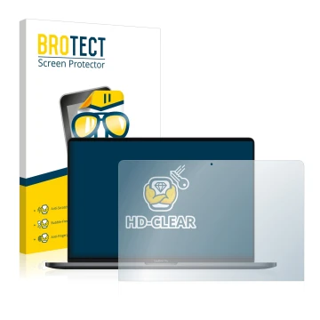 Face avant d’un emballage produit avec le logo de la marque BROTECT. À côté, l’appareil Apple MacBook Pro 13