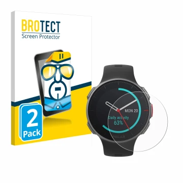 Face avant d’un emballage produit avec le logo de la marque BROTECT. À côté, l’appareil Polar Vantage V Titan est représenté a