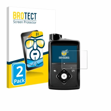 Face avant d’un emballage produit avec le logo de la marque BROTECT. À côté, l’appareil Medtronic Minimed 670G est représenté 