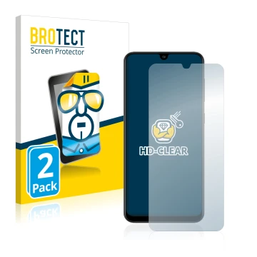 Face avant d’un emballage produit avec le logo de la marque BROTECT. À côté, l’appareil Samsung Galaxy A30s est représenté ave