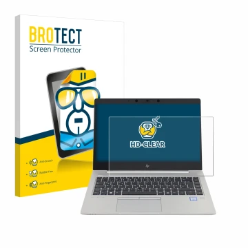 Face avant d’un emballage produit avec le logo de la marque BROTECT. À côté, l’appareil HP EliteBook 840 G5 Non-Touch est repr