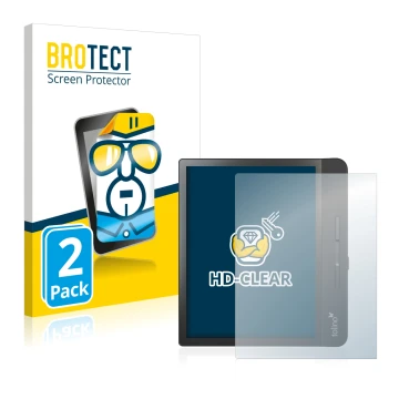 Face avant d’un emballage produit avec le logo de la marque BROTECT. À côté, l’appareil Tolino Epos 2 est représenté avec la p