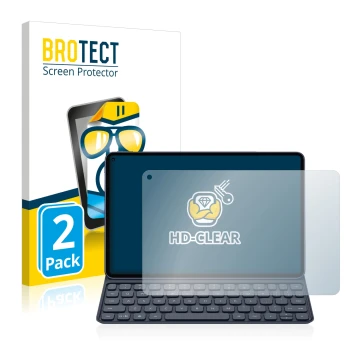 Face avant d’un emballage produit avec le logo de la marque BROTECT. À côté, l’appareil Huawei MatePad Pro (2019) est représen