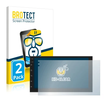 Face avant d’un emballage produit avec le logo de la marque BROTECT. À côté, l’appareil Phonocar MediaStation 2Din est représe