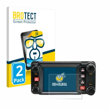 Face avant d’un emballage produit avec le logo de la marque BROTECT. À côté, l’appareil Yaesu FTM-400XDR est représenté avec l