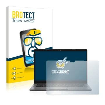 Face avant d’un emballage produit avec le logo de la marque BROTECT. À côté, l’appareil Dell Latitude 5300 2-in-1 est représen