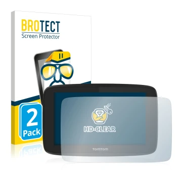 Face avant d’un emballage produit avec le logo de la marque BROTECT. À côté, l’appareil TomTom Go Professional 520 est représe