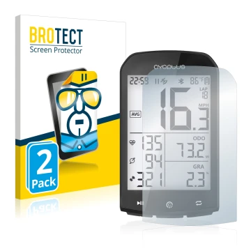 Face avant d’un emballage produit avec le logo de la marque BROTECT. À côté, l’appareil Cycplus M1 2.9