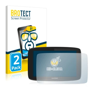 Face avant d’un emballage produit avec le logo de la marque BROTECT. À côté, l’appareil TomTom Go Professional 6200 est représ