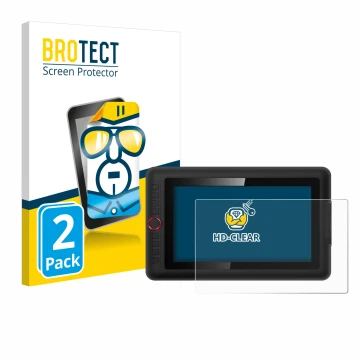 Face avant d’un emballage produit avec le logo de la marque BROTECT. À côté, l’appareil XP-Pen Artist 12 Pro est représenté av