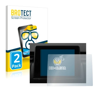 Face avant d’un emballage produit avec le logo de la marque BROTECT. À côté, l’appareil Renault Clio V 2020 Easy Link 7
