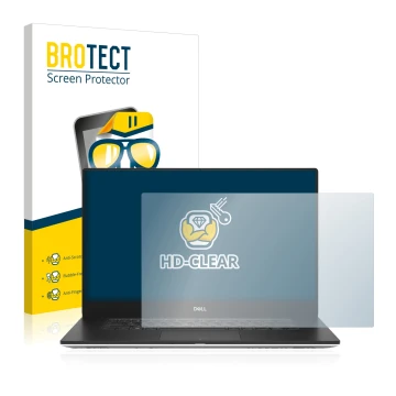 Face avant d’un emballage produit avec le logo de la marque BROTECT. À côté, l’appareil Dell Precision 5540 est représenté ave