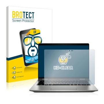 Face avant d’un emballage produit avec le logo de la marque BROTECT. À côté, l’appareil HP ProBook x360 435 G7 est représenté 