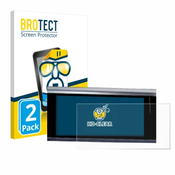 Face avant d’un emballage produit avec le logo de la marque BROTECT. À côté, l’appareil Audi A6 2018 MMI Navigation Plus 10.1