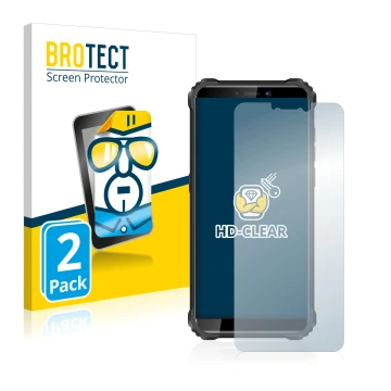 Face avant d’un emballage produit avec le logo de la marque BROTECT. À côté, l’appareil Oukitel WP5 est représenté avec la pro