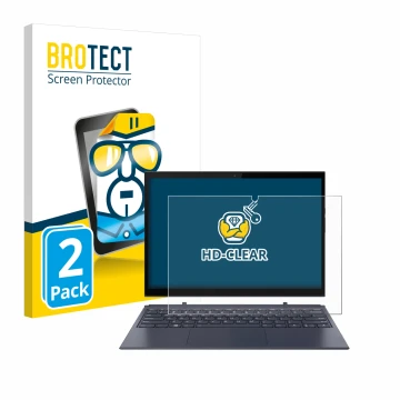 Face avant d’un emballage produit avec le logo de la marque BROTECT. À côté, l’appareil Lenovo Yoga Duet 7 est représenté avec