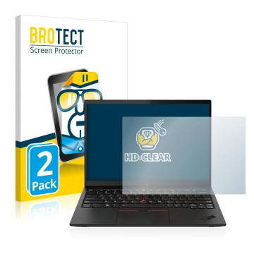 Face avant d’un emballage produit avec le logo de la marque BROTECT. À côté, l’appareil Lenovo ThinkPad X1 Nano est représenté