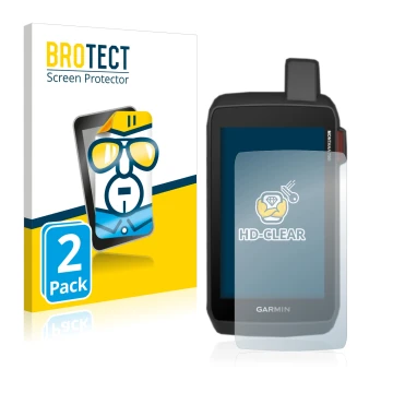 Face avant d’un emballage produit avec le logo de la marque BROTECT. À côté, l’appareil Garmin Montana 700i est représenté ave