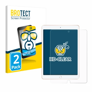 Face avant d’un emballage produit avec le logo de la marque BROTECT. À côté, l’appareil Apple iPad 10.2