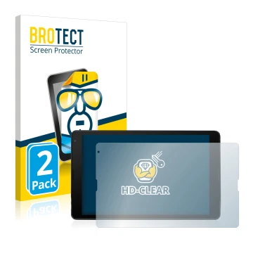 Face avant d’un emballage produit avec le logo de la marque BROTECT. À côté, l’appareil MEDION Lifetab E10420 est représenté a