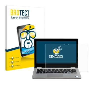 Face avant d’un emballage produit avec le logo de la marque BROTECT. À côté, l’appareil Dell Latitude 3310 2-in-1 est représen