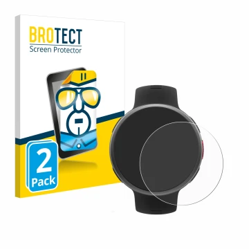 Face avant d’un emballage produit avec le logo de la marque BROTECT. À côté, l’appareil Polar Vantage V2 est représenté avec l