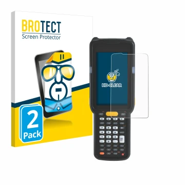 Face avant d’un emballage produit avec le logo de la marque BROTECT. À côté, l’appareil Zebra MC330L est représenté avec la pr