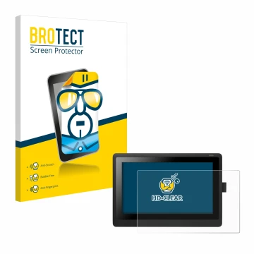 Face avant d’un emballage produit avec le logo de la marque BROTECT. À côté, l’appareil Wacom Cintiq 16 est représenté avec la