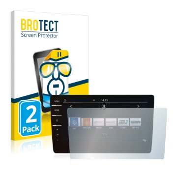 Face avant d’un emballage produit avec le logo de la marque BROTECT. À côté, l’appareil Volkswagen Arteon Shooting Brake TDI 2