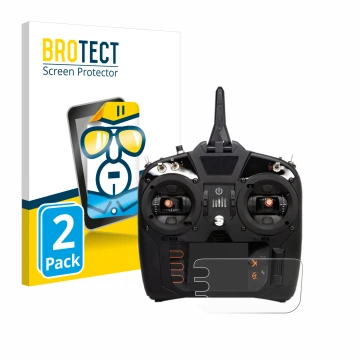 Face avant d’un emballage produit avec le logo de la marque BROTECT. À côté, l’appareil Spektrum NX8 est représenté avec la pr