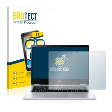 Face avant d’un emballage produit avec le logo de la marque BROTECT. À côté, l’appareil Acer Spin 3 SP314-54N est représenté a