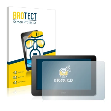 Face avant d’un emballage produit avec le logo de la marque BROTECT. À côté, l’appareil Wacom One Creative Pen Display est rep