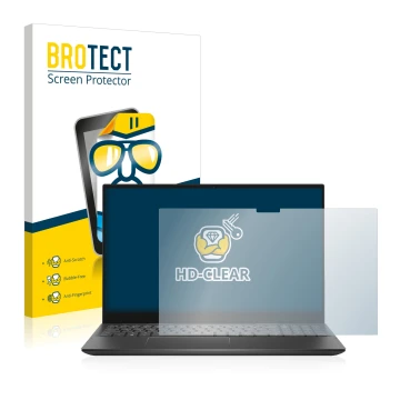 Face avant d’un emballage produit avec le logo de la marque BROTECT. À côté, l’appareil Dell Inspiron 15 7506 est représenté a