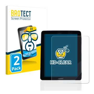 Face avant d’un emballage produit avec le logo de la marque BROTECT. À côté, l’appareil Volvo Polestar 2 2020 Infotainment Sys