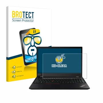 Face avant d’un emballage produit avec le logo de la marque BROTECT. À côté, l’appareil Lenovo ThinkPad P14s est représenté av
